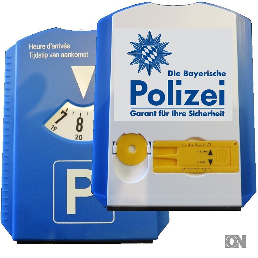 Polizei Parkscheibe mit Eiskratzer, Profilprüfer ab 25 Stück - Polizei  Werbeartikel Branchen