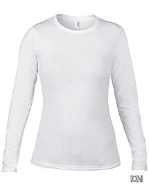 Women Fashion Langarm Shirt in wei