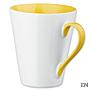 Konische Tasse mit farbigen Henkel