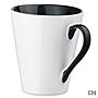 Konische Tasse mit farbigen Henkel