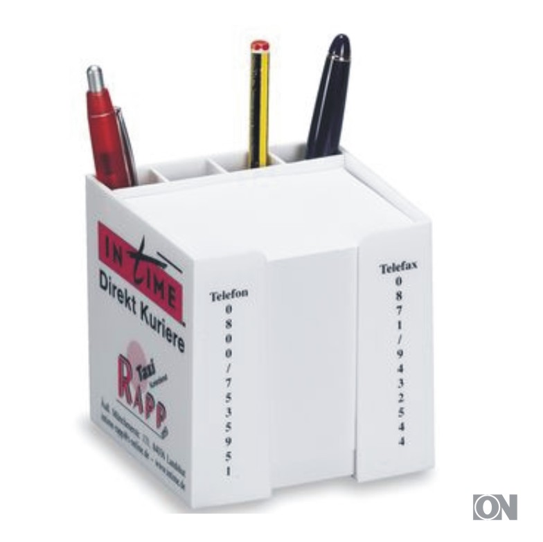 Zettelbox 10x10x10cm mit Stifteköcher
