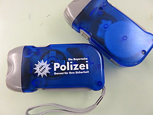 Polizei LED Lampe in blau bedruckt
