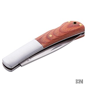 Taschenmesser aus Edelstahl mit Holzapplikation