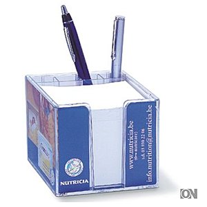 Doppelwandige Zettelbox mit Schreibgertekcher