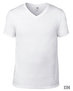 Herren Fashion V-Neck Tee in wei