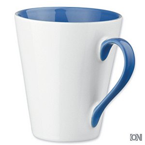 Konische Tasse mit farbigen Henkel